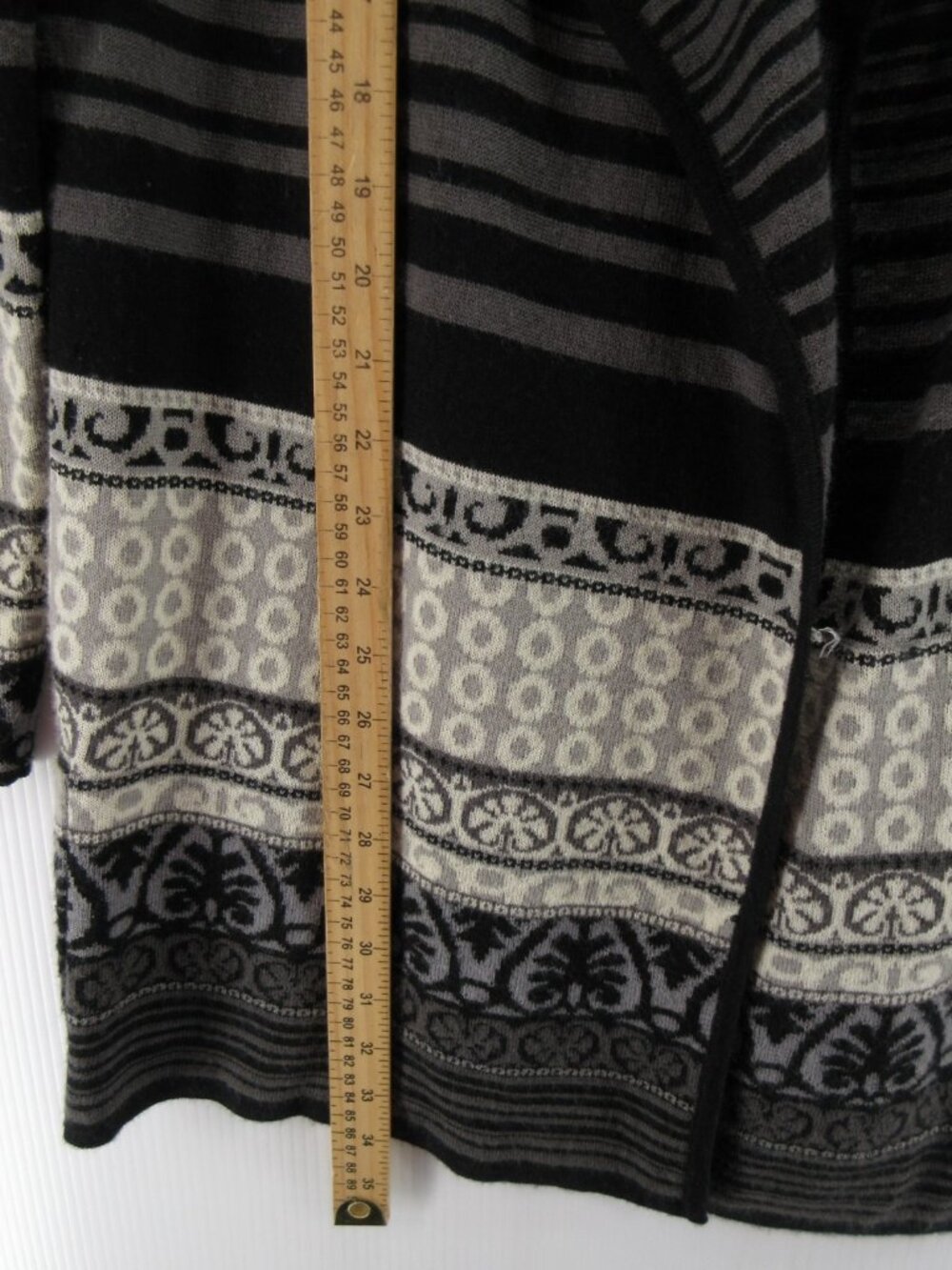 Icelandic Design Sweater Large Wool Open Cardigan Shawl Fair Isle * - Picture 6 of 12
